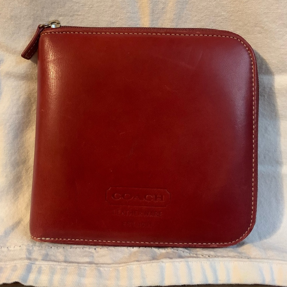 Vintage Coach Red Leather CD Holder